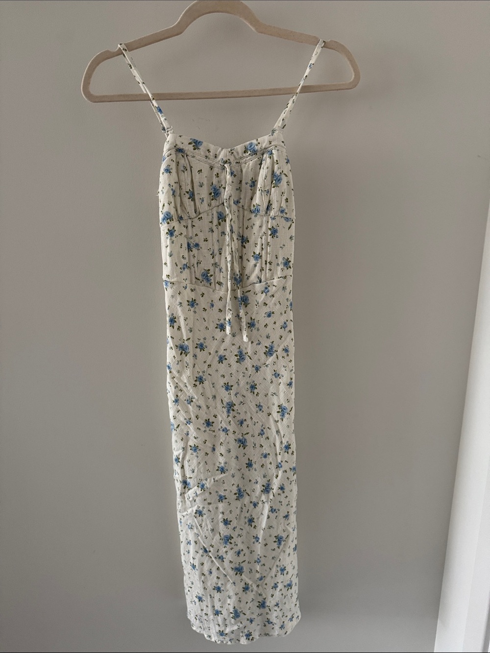 wild fable Cream Maxi Dress with Blue Floral Print
